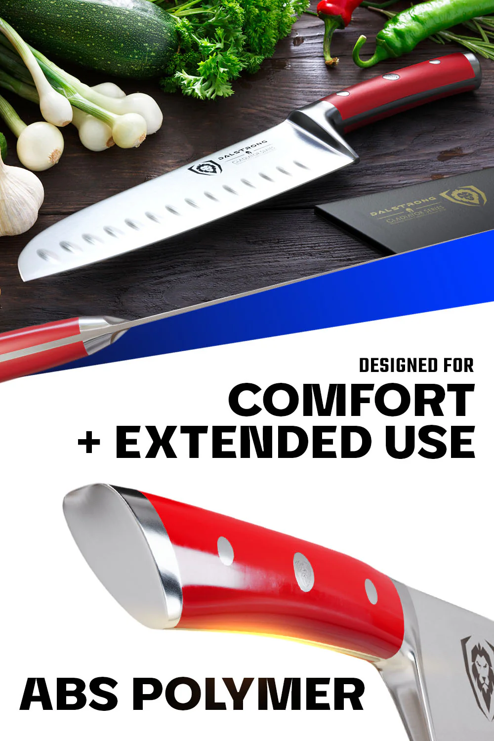 Santoku Knife 7" | Crimson Red ABS Handle | Gladiator Series | NSF Certified | Dalstrong © - Image 4