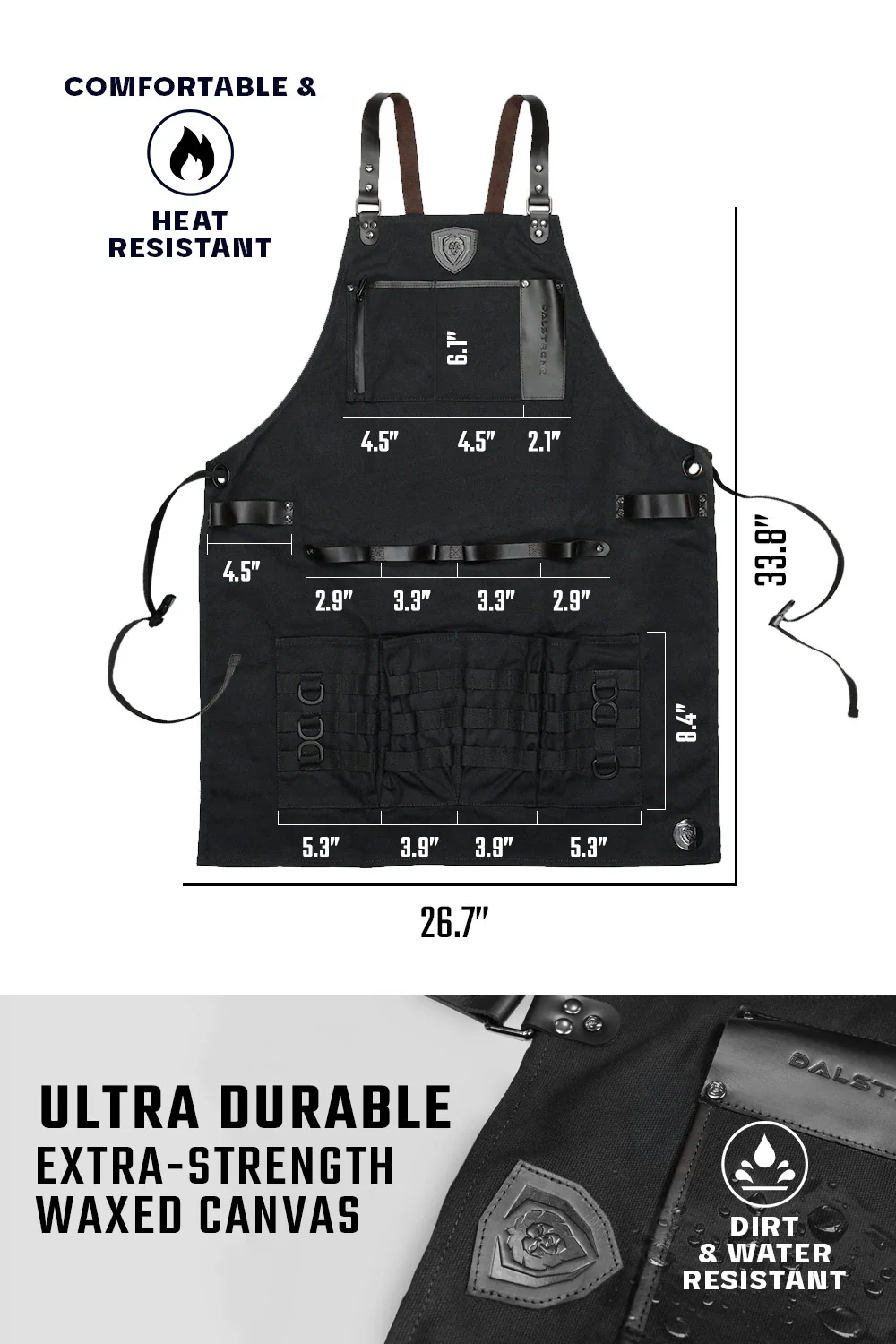BBQ Apron | Heavy-Duty Waxed Canvas | Professional Chef's Kitchen Apron | Dalstrong © - Image 6