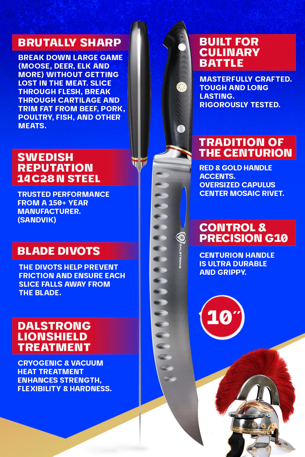 Butcher & Breaking Knife 10" | Cimiter Meat Slicer | Centurion Series | Dalstrong © - Image 4