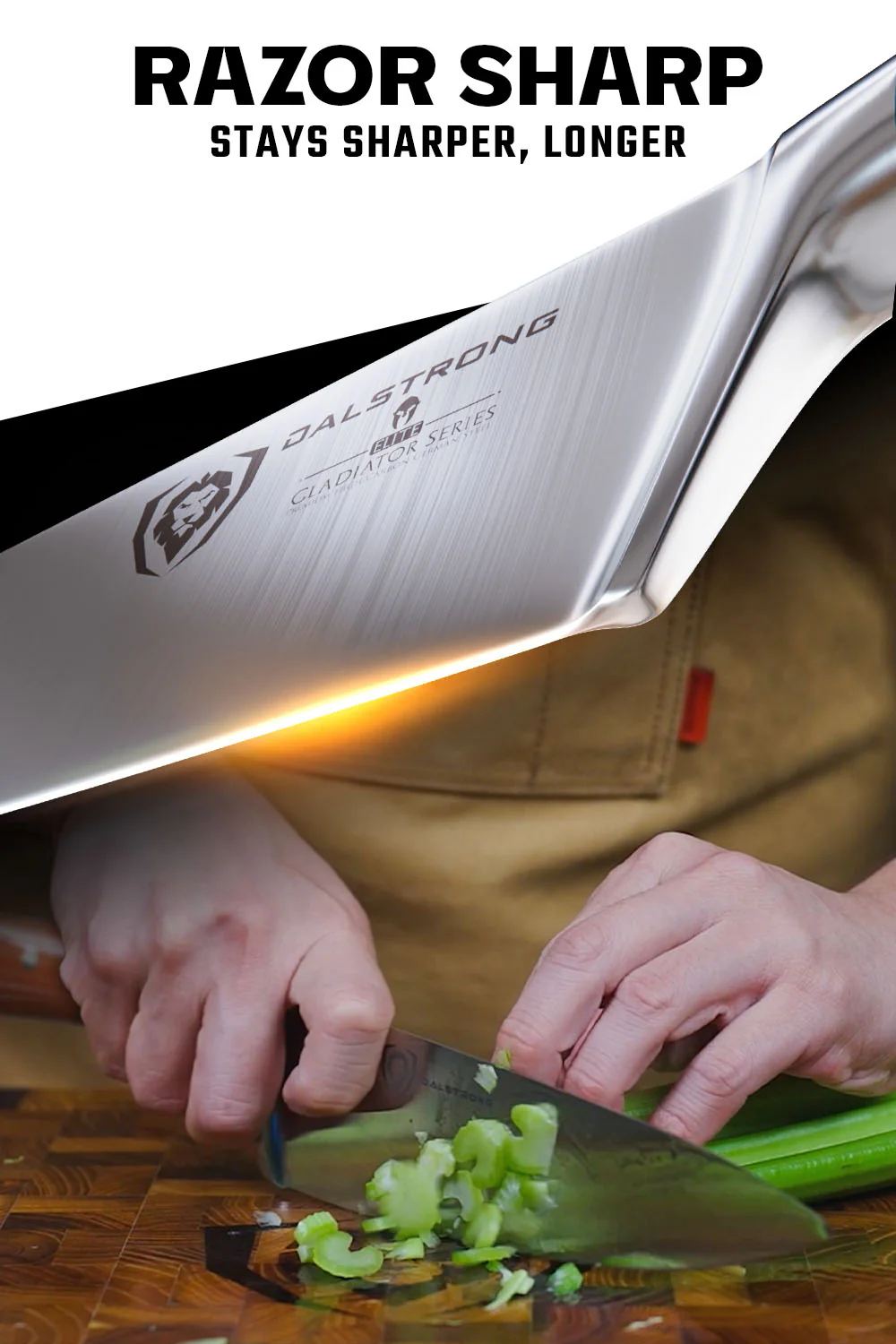 Chef Knife 8" | Orange ABS Handle | Gladiator Series | NSF Certified | Dalstrong © - Image 2