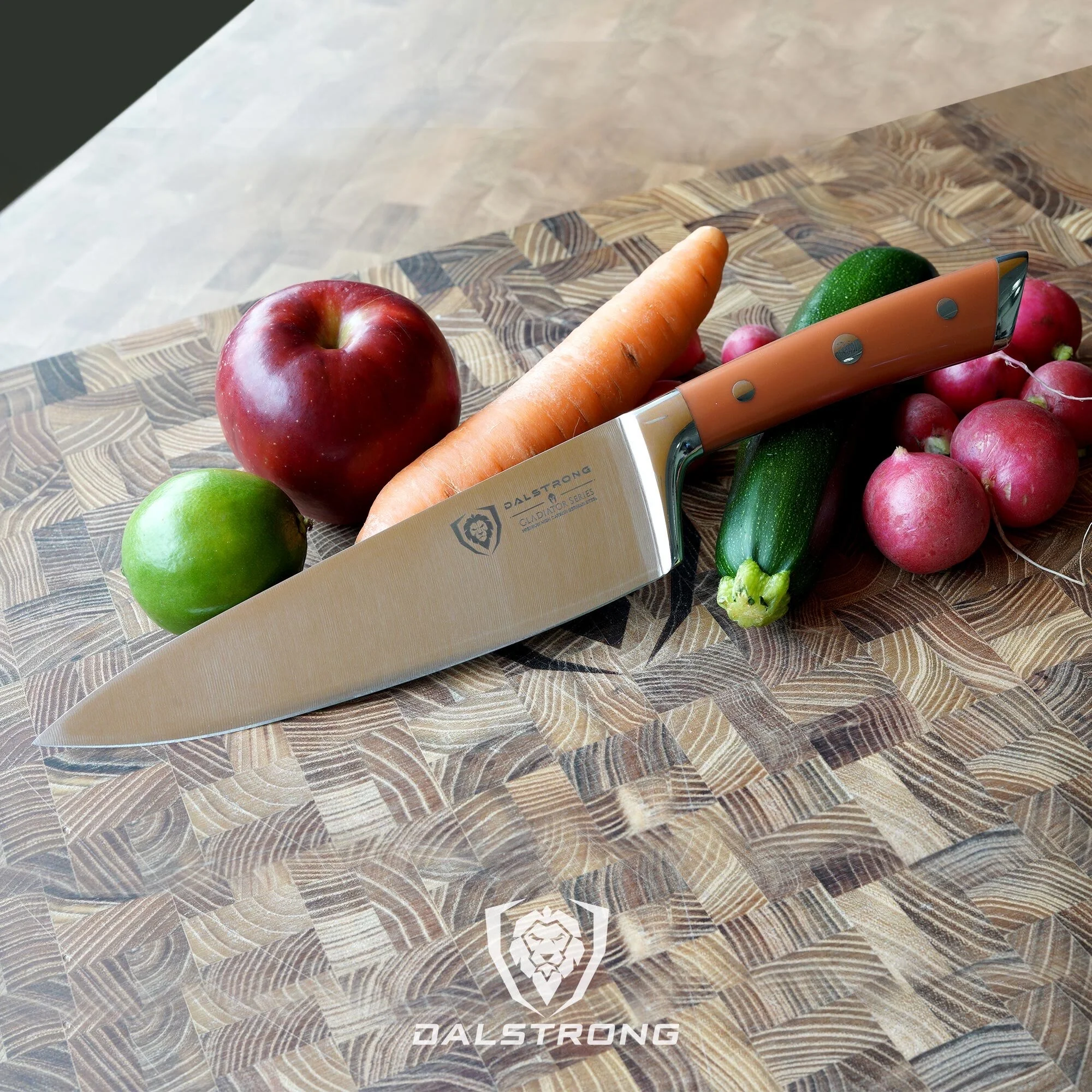 Chef Knife 8" | Orange ABS Handle | Gladiator Series | NSF Certified | Dalstrong © - Image 9