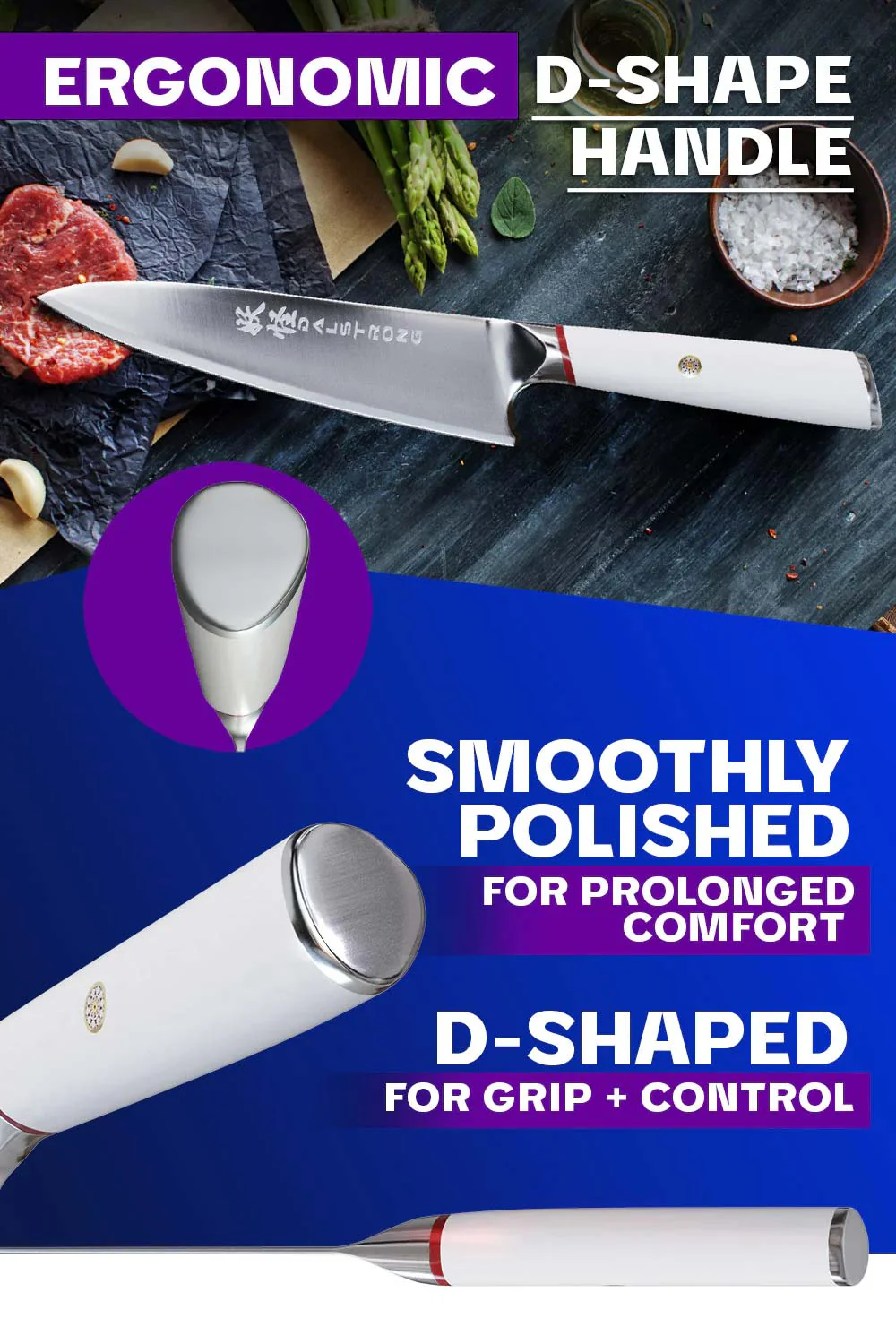 Chef's Knife 8" | White G10 Handle | Phantom Series | Dalstrong © - Image 5