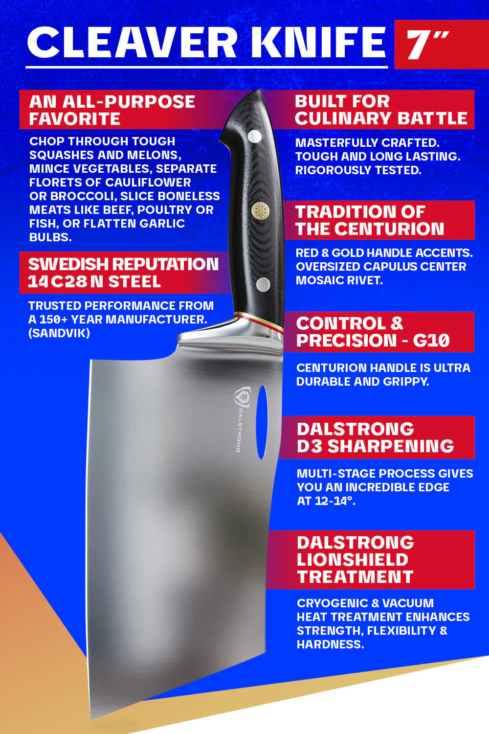 Cleaver Knife 7" | Centurion Series | Dalstrong © - Image 4