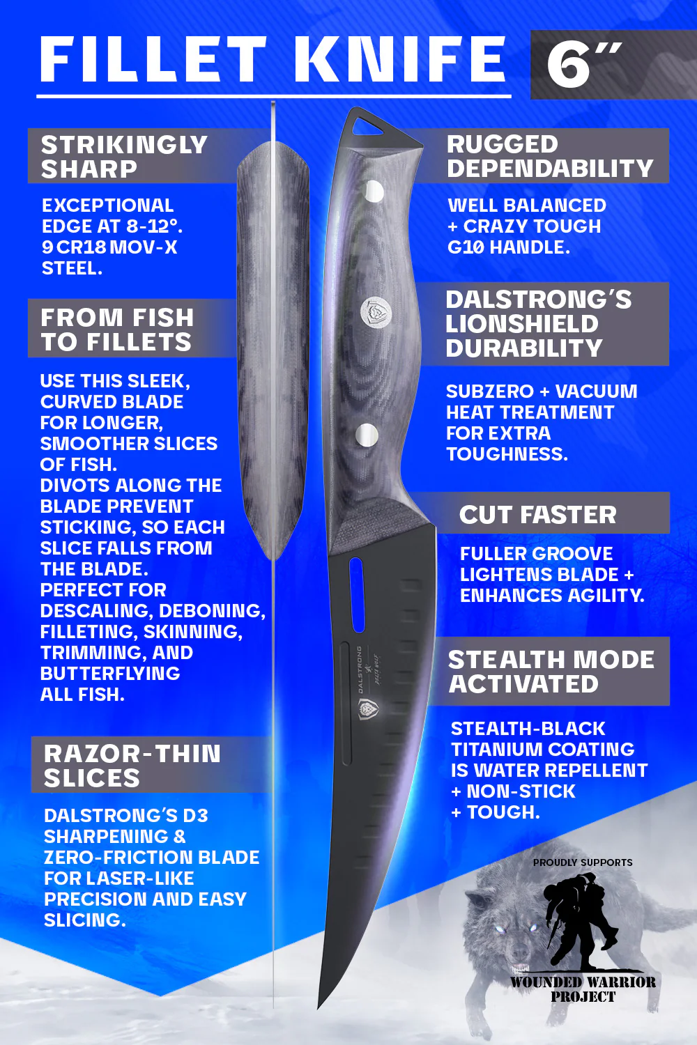 Curved Fillet Knife 6" | Delta Wolf Series | Dalstrong © - Image 4