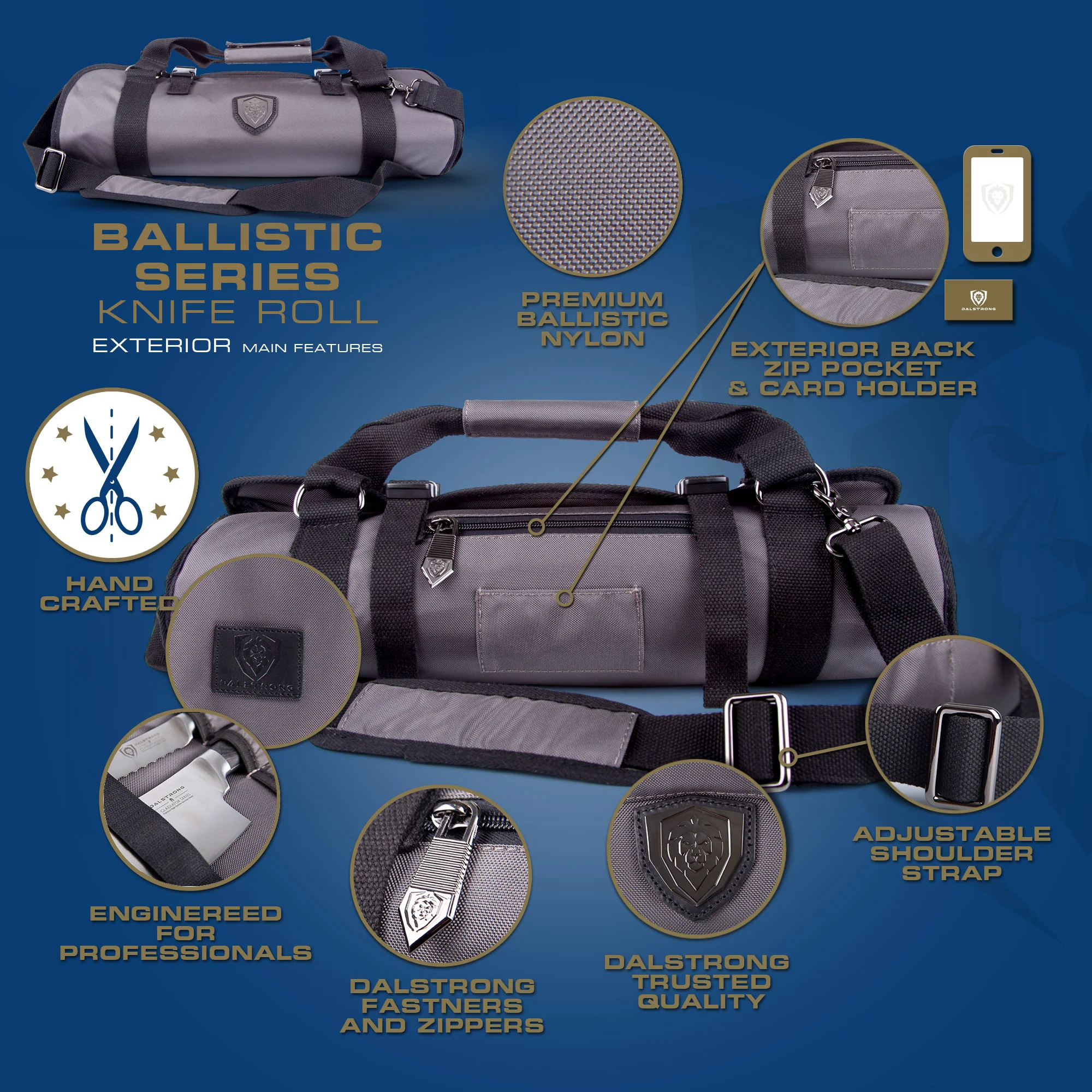 Premium Knife Roll | Graphite Black | Ballistic Series | Dalstrong © - Image 2
