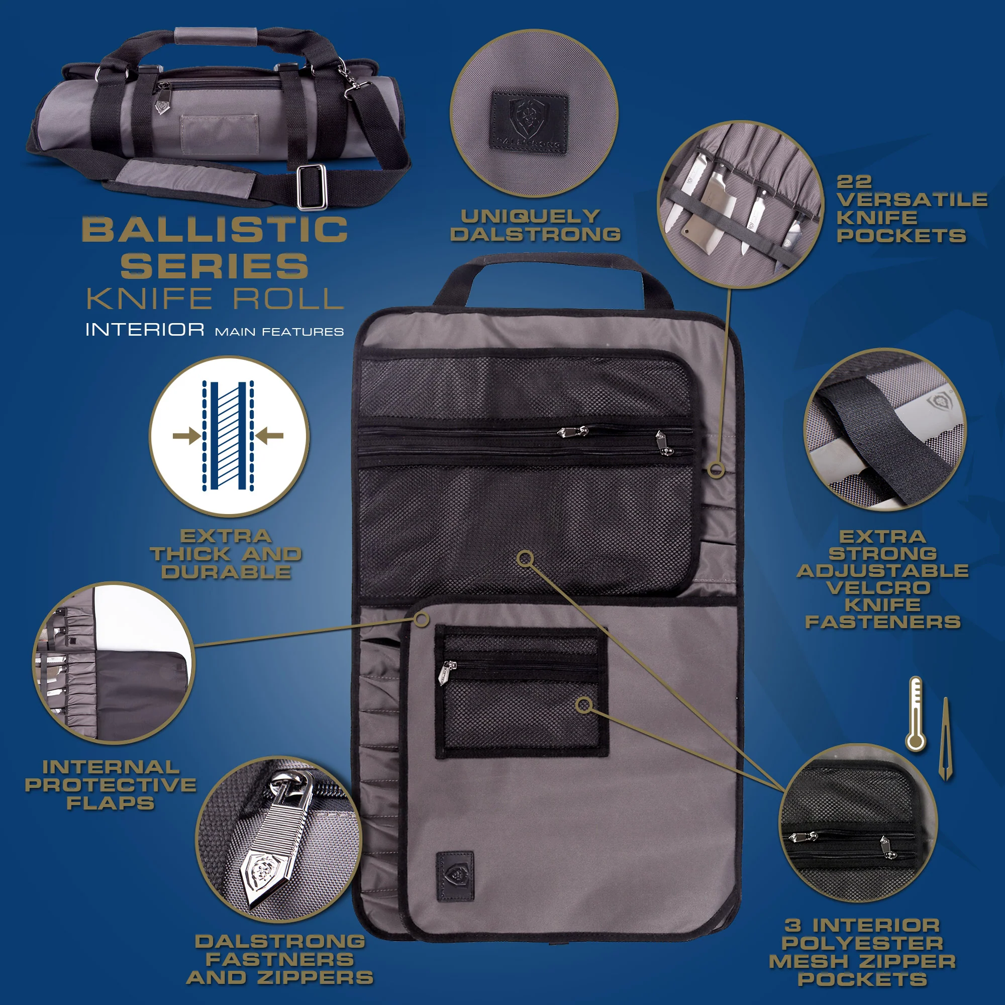Premium Knife Roll | Graphite Black | Ballistic Series | Dalstrong © - Image 3