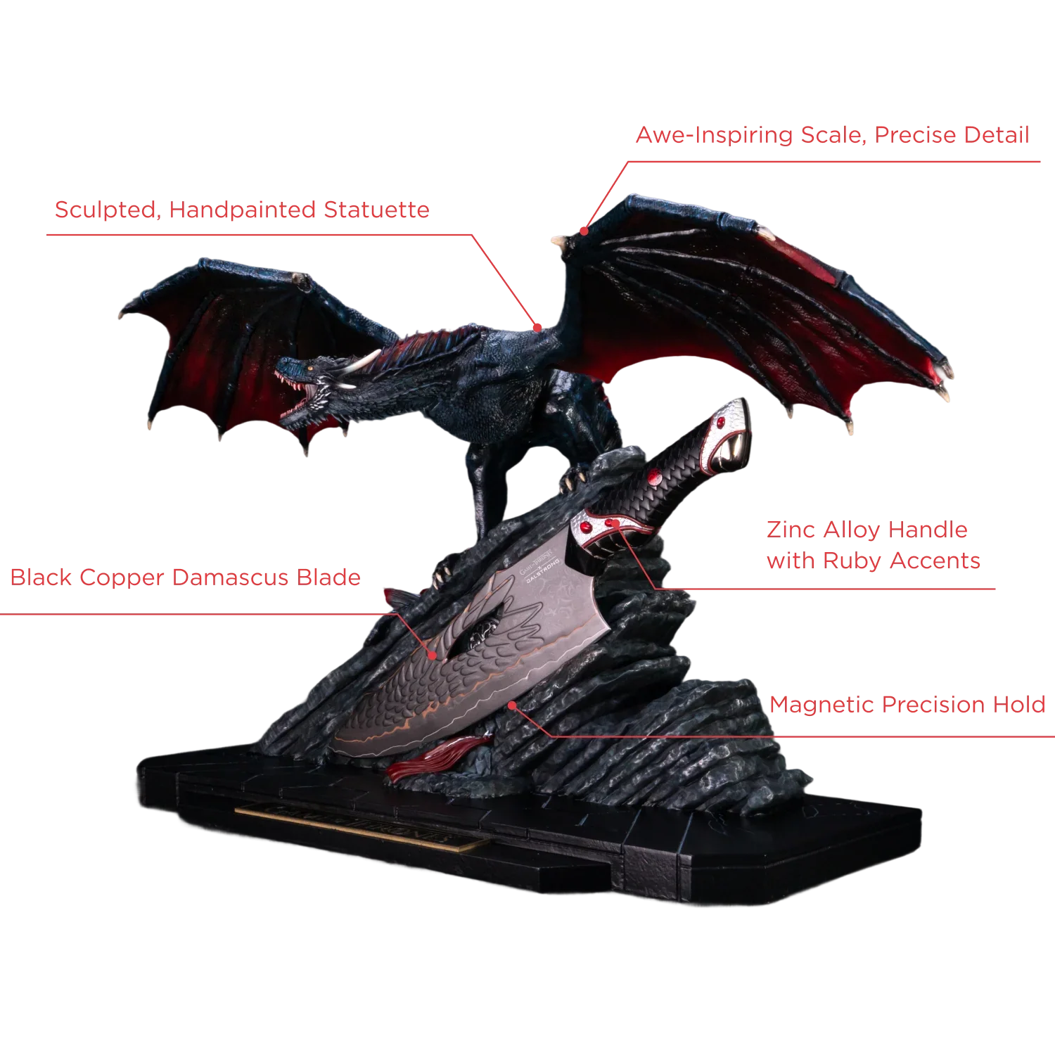 Game of Thrones™ x StudioForge™ | Drogon's Fury™ | 8.5” Collector’s Chef Knife & Sculpted Display Stand - Image 2