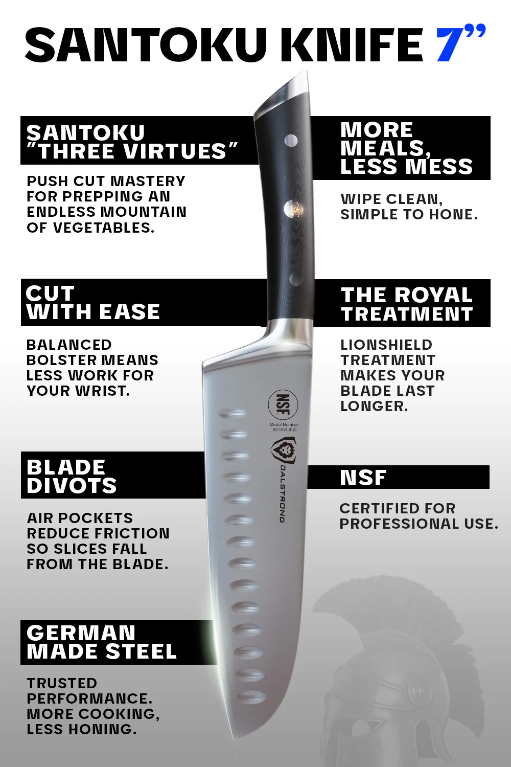 Santoku Knife 7" | Gladiator Series Elite | NSF Certified | Dalstrong © - Image 6