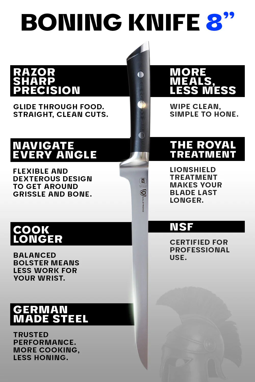 Boning Knife 8" | Gladiator Series | NSF Certified | Dalstrong © - Image 6