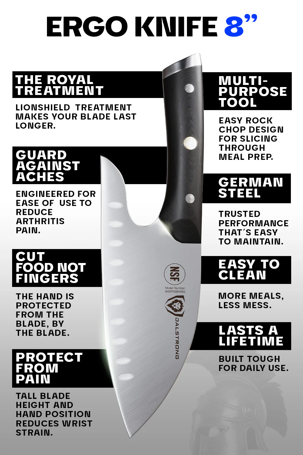 Guardian Chef's Knife 8" - Ergonomic | Gladiator Series | NSF Certified | Dalstrong © - Image 6