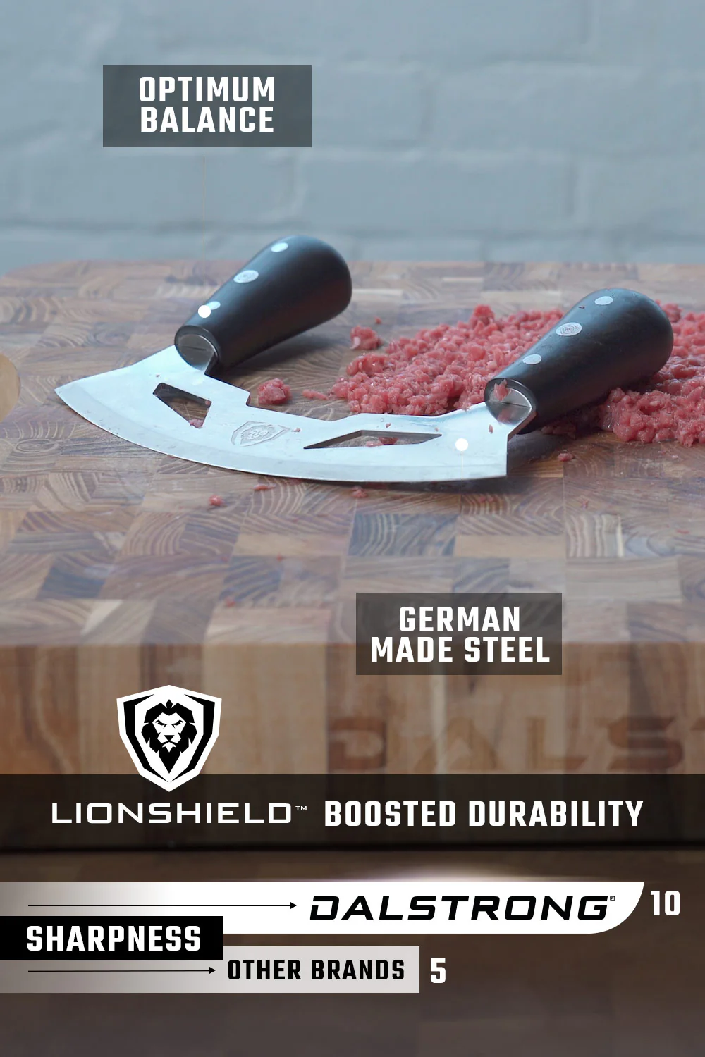 Mezzaluna Knife 8.5" | ABS Handles | Gladiator Series | Dalstrong © - Image 6