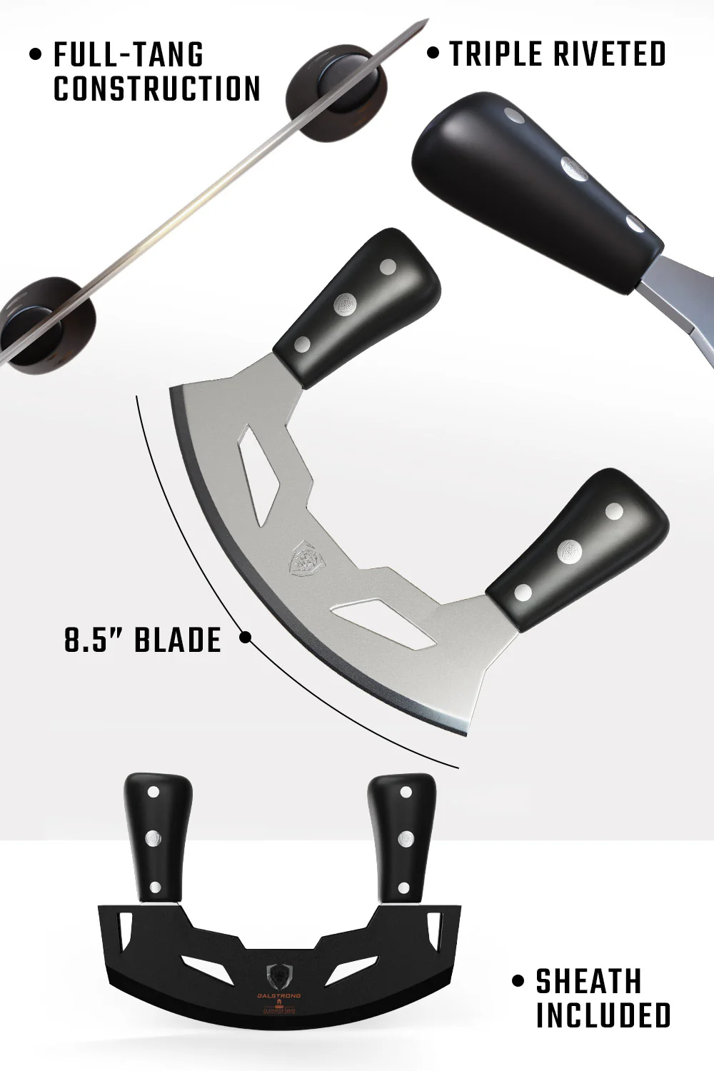 Mezzaluna Knife 8.5" | ABS Handles | Gladiator Series | Dalstrong © - Image 7