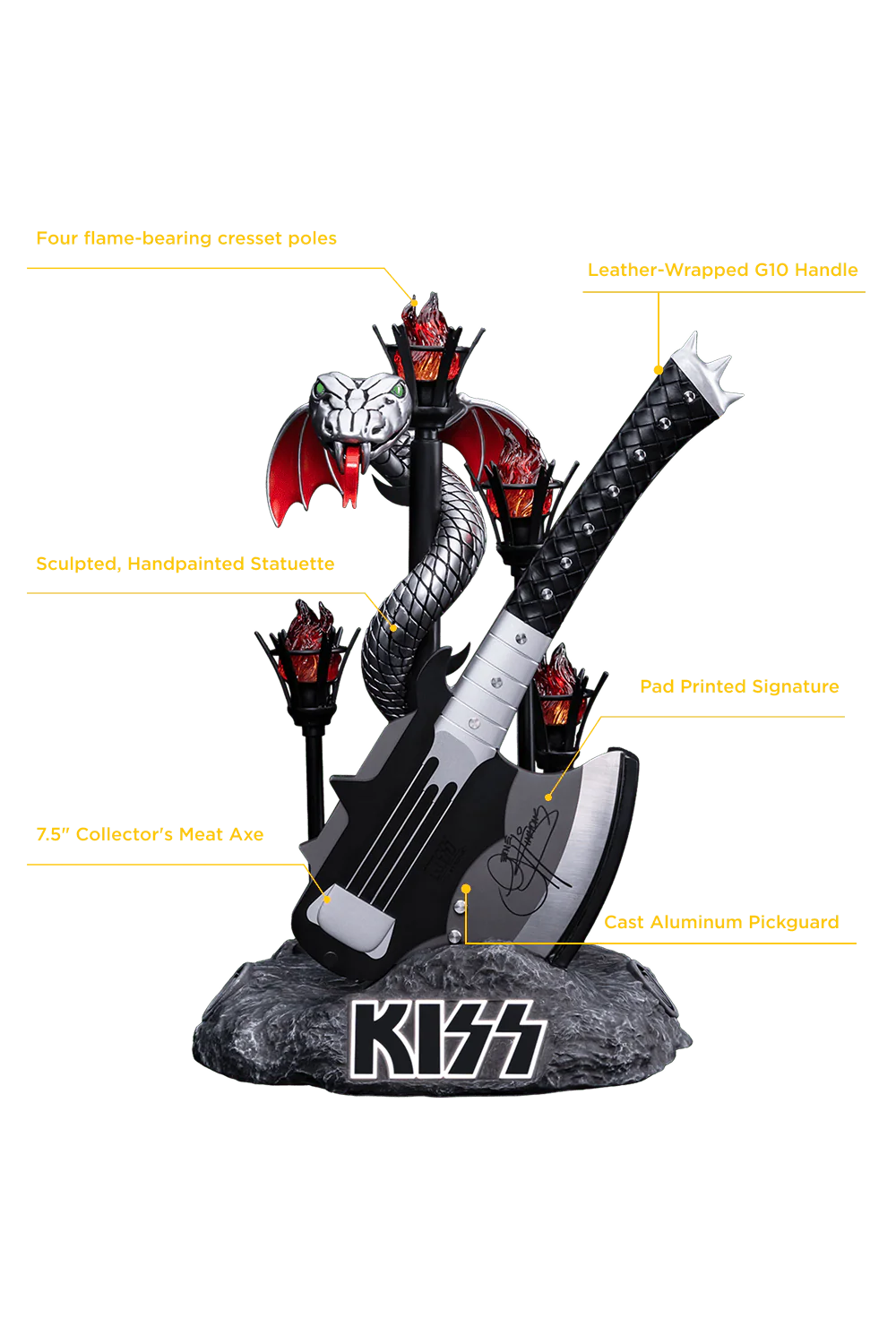 KISS™ x StudioForge™ | Gene Simmons' HELLFIRE DEMON AXE | 7.5” Collector’s Meat Axe & Display Stand - Image 6