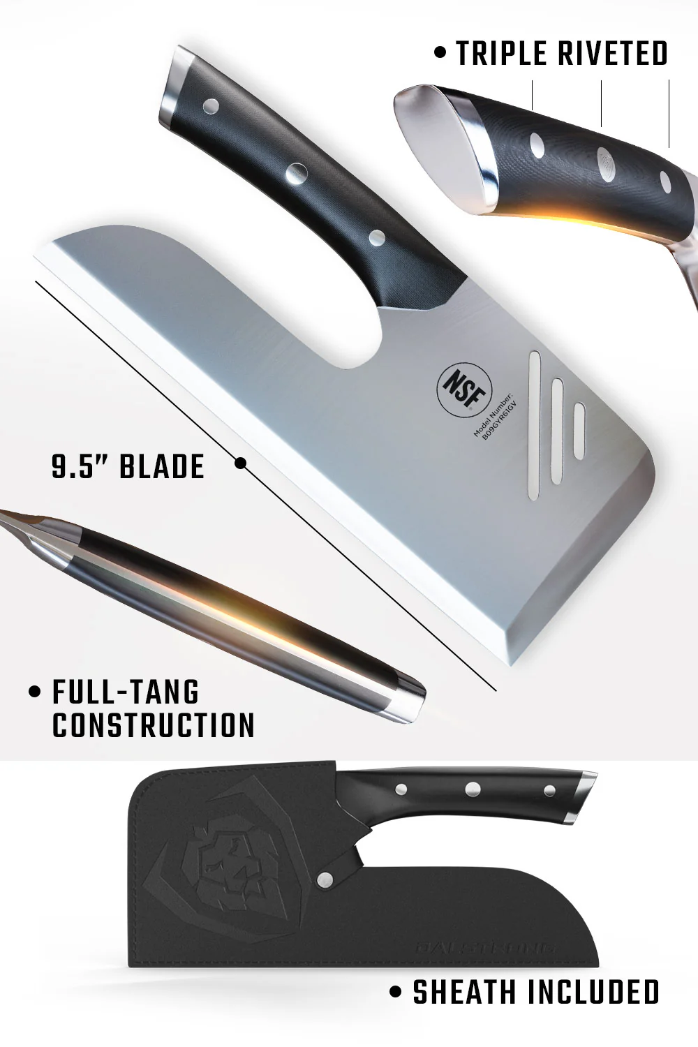 Menkiri Noodle Knife 9.5" | Gladiator Series | NSF Certified | Dalstrong © - Image 7