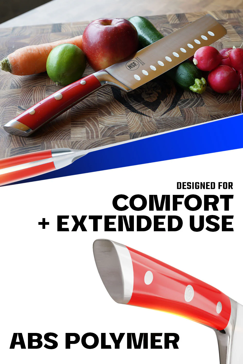 Nakiri Vegetable Knife 7" | Crimson Red ABS Handle | Gladiator Series | NSF Certified | Dalstrong © - Image 4