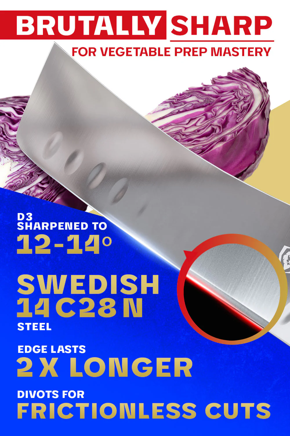Nakiri Knife 7" | Vegetable Knife | Centurion Series | Dalstrong © - Image 2