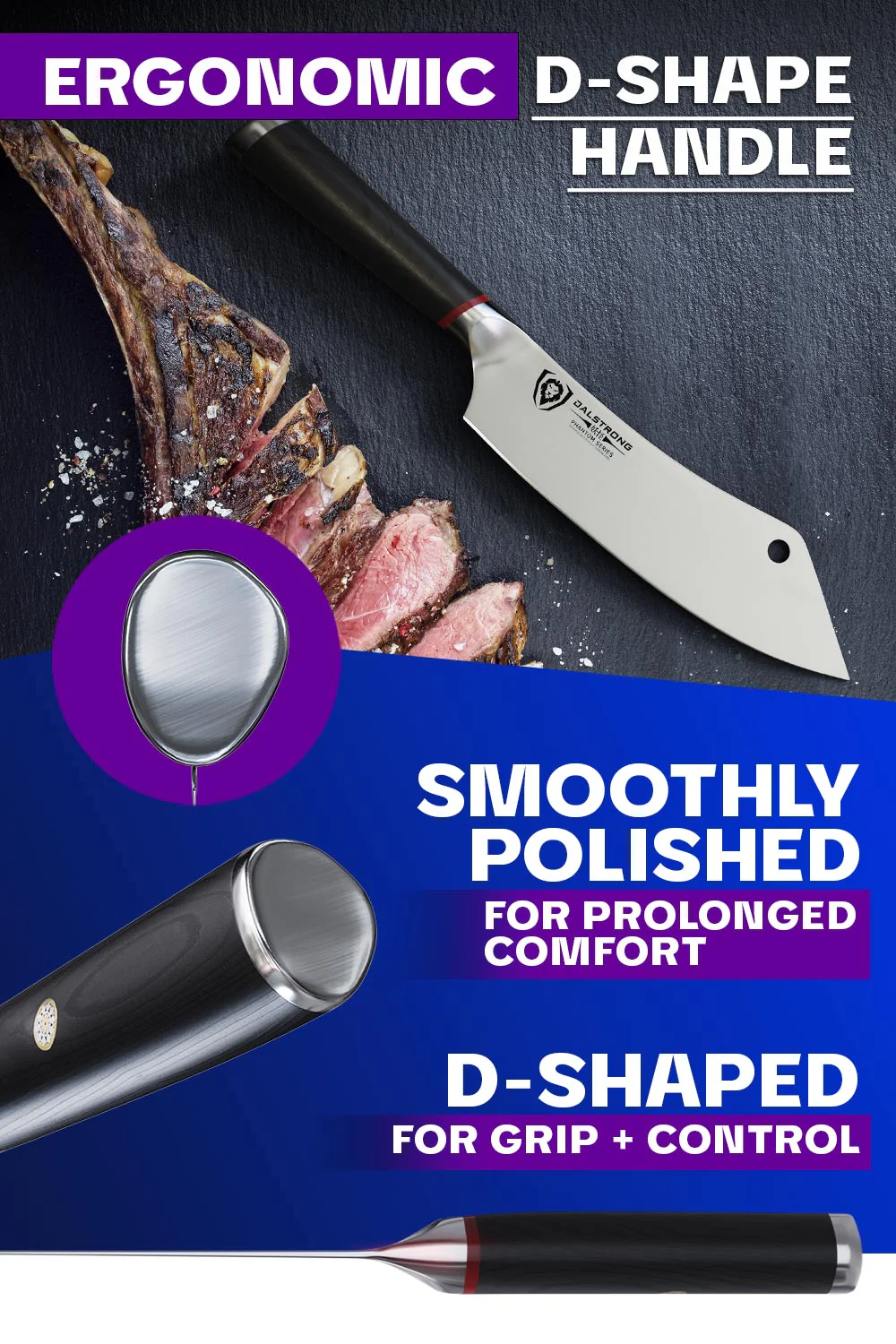 Chef & Cleaver Hybrid Knife 8" | Crixus | Phantom Series | Dalstrong © - Image 6