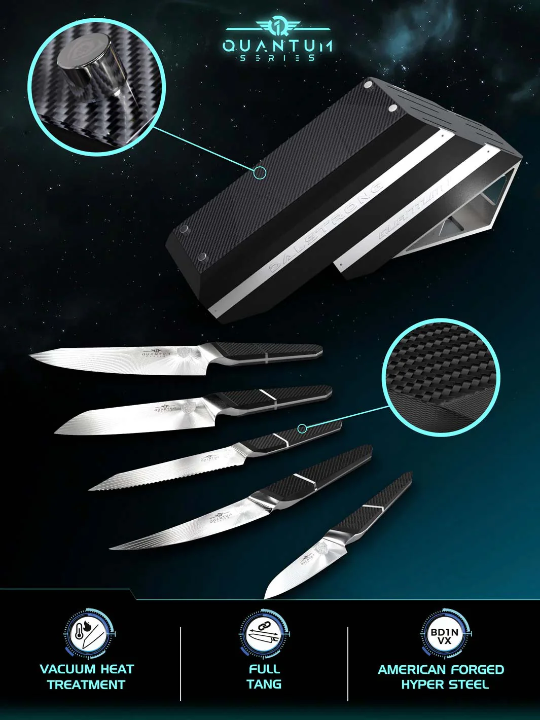 5-Piece Knife Block Set | Quantum 1 Series | Dalstrong © - Image 3