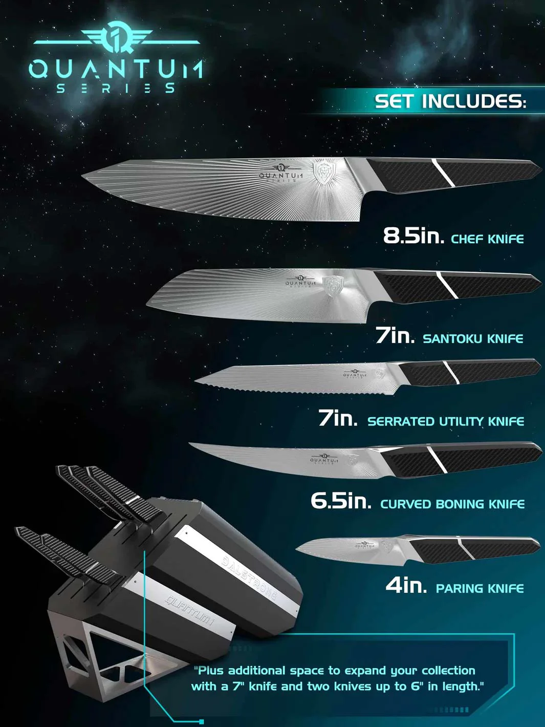 5-Piece Knife Block Set | Quantum 1 Series | Dalstrong © - Image 4