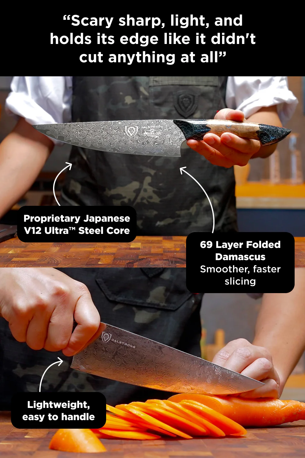 Scorpion Venom Bundle | 8" Chef's Knife + 4" Paring Knife + 11" Slicer Knife - Image 5
