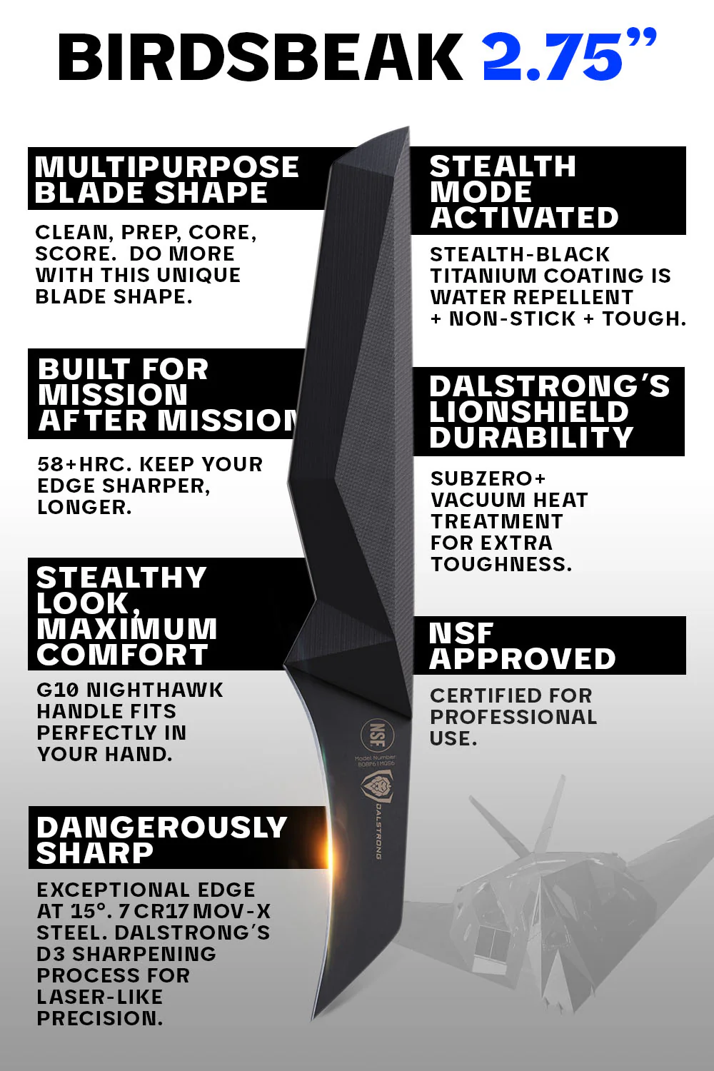 Bird's Beak Paring Knife 2.75" | Shadow Black Series | NSF Certified | Dalstrong © - Image 6
