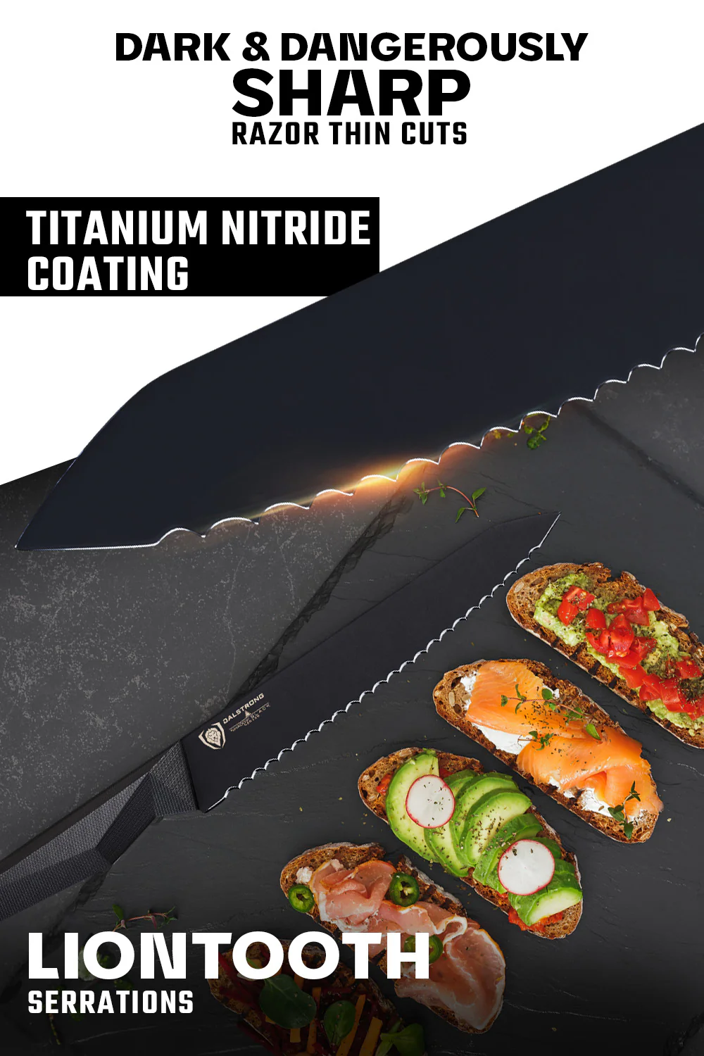 Serrated Utility Knife 6.5" | Shadow Black Series | NSF Certified | Dalstrong © - Image 3