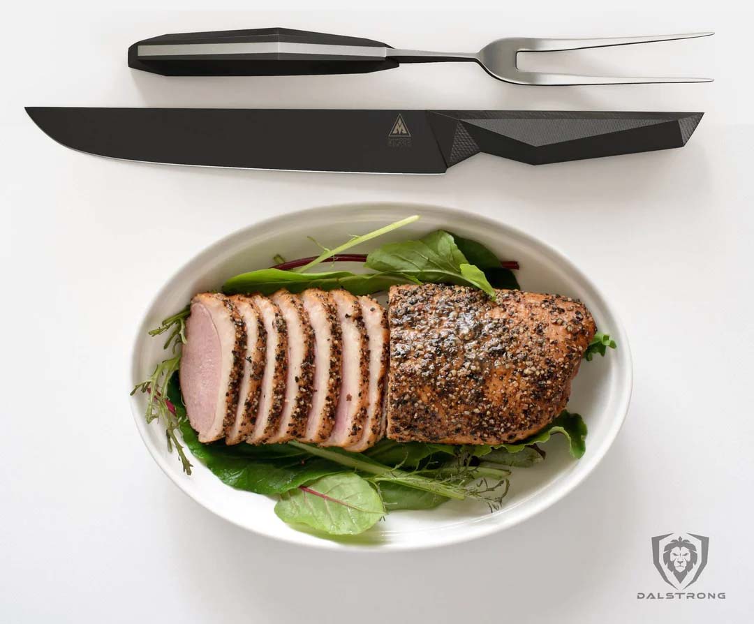 Carving Knife & Fork Set 9" | Shadow Black Series | NSF Certified | Dalstrong © - Image 7
