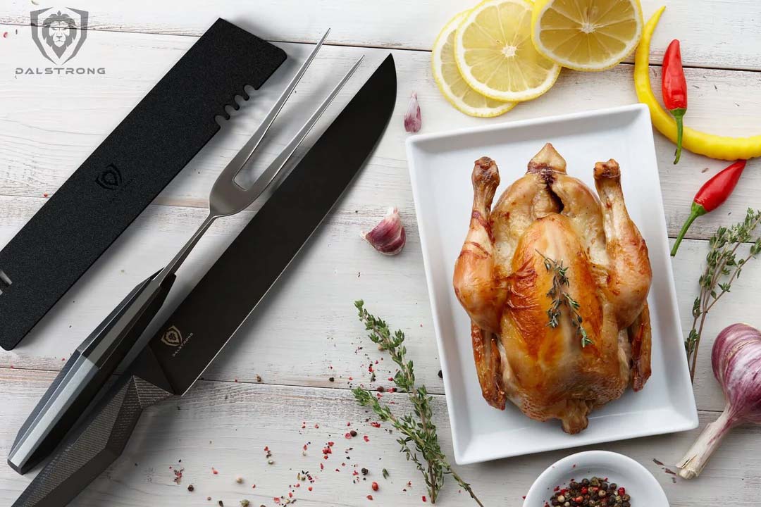 Carving Knife & Fork Set 9" | Shadow Black Series | NSF Certified | Dalstrong © - Image 8