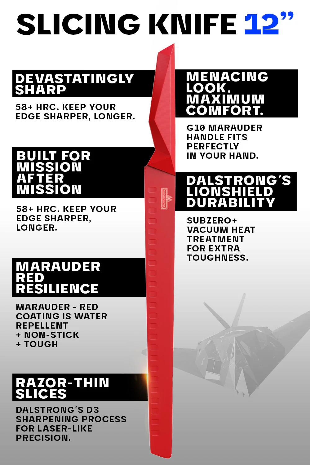 Slicing & Carving Knife 12" | Shadow Black Series | RED Edition | Dalstrong © - Image 5