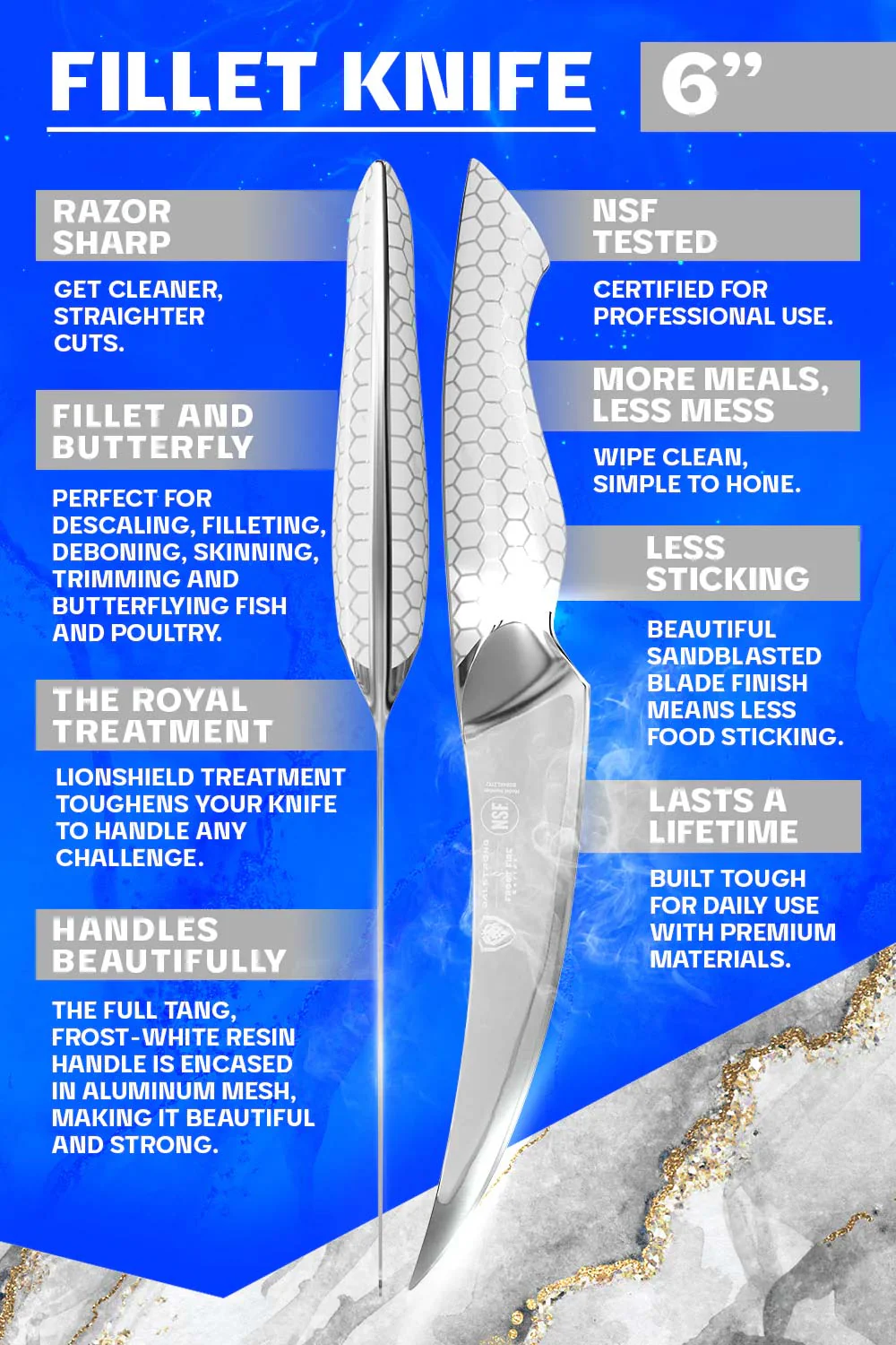 Fillet Knife 6" | Frost Fire Series | NSF Certified | Dalstrong © - Image 5