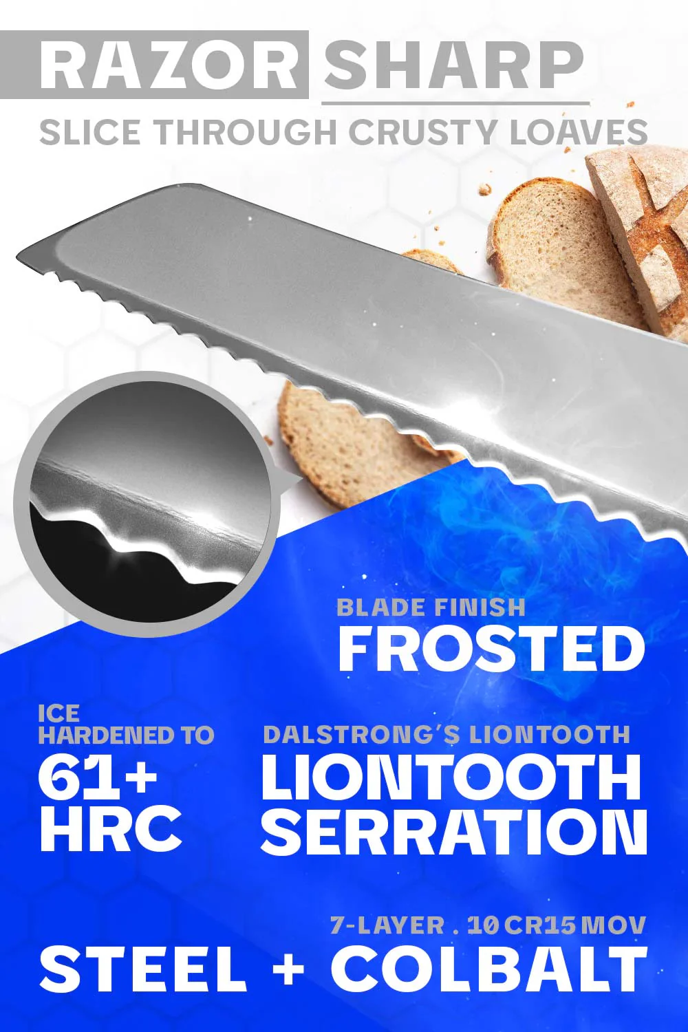 Bread Knife 8" | Frost Fire Series | NSF Certified | Dalstrong © - Image 3