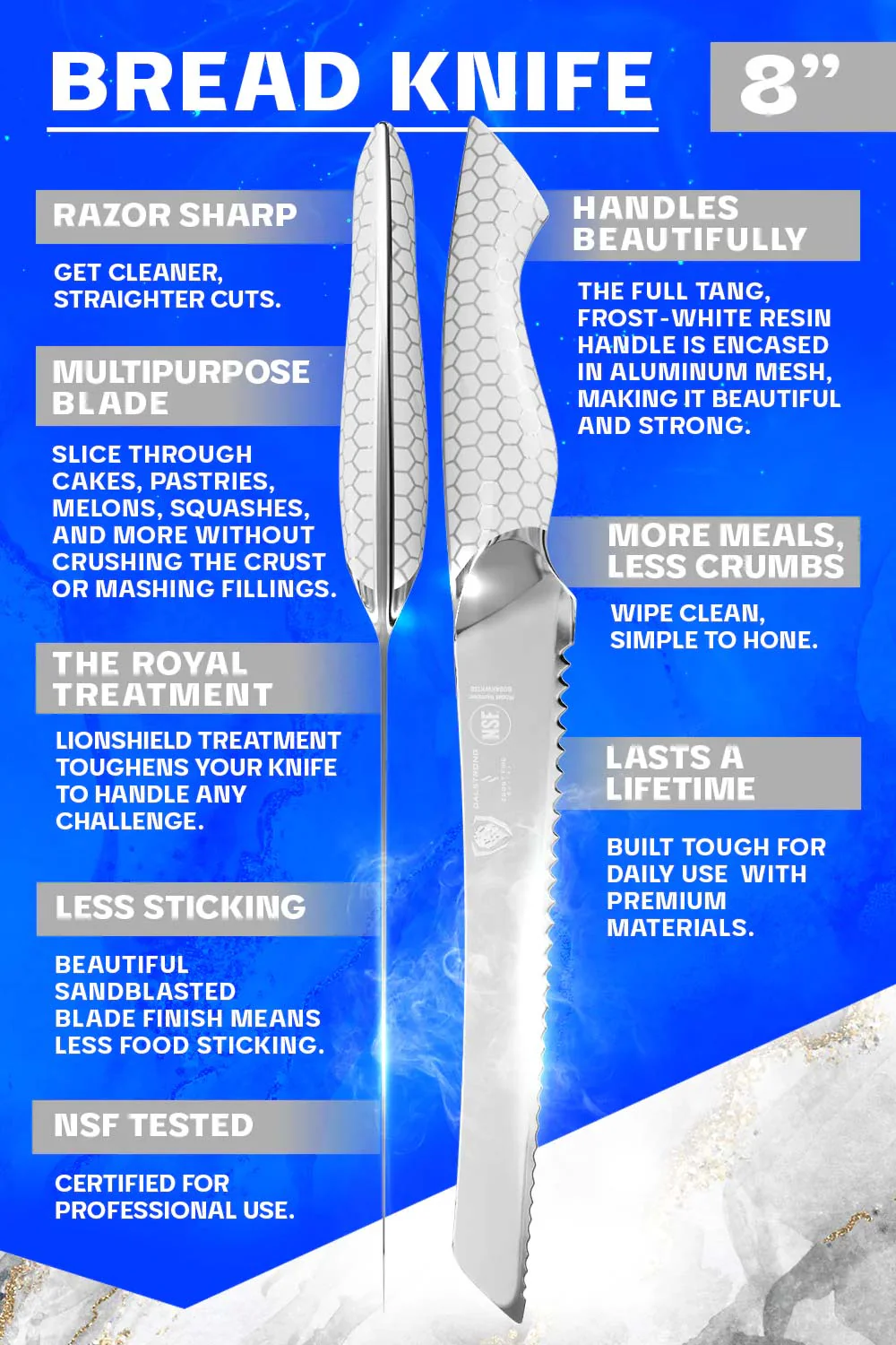 Bread Knife 8" | Frost Fire Series | NSF Certified | Dalstrong © - Image 5