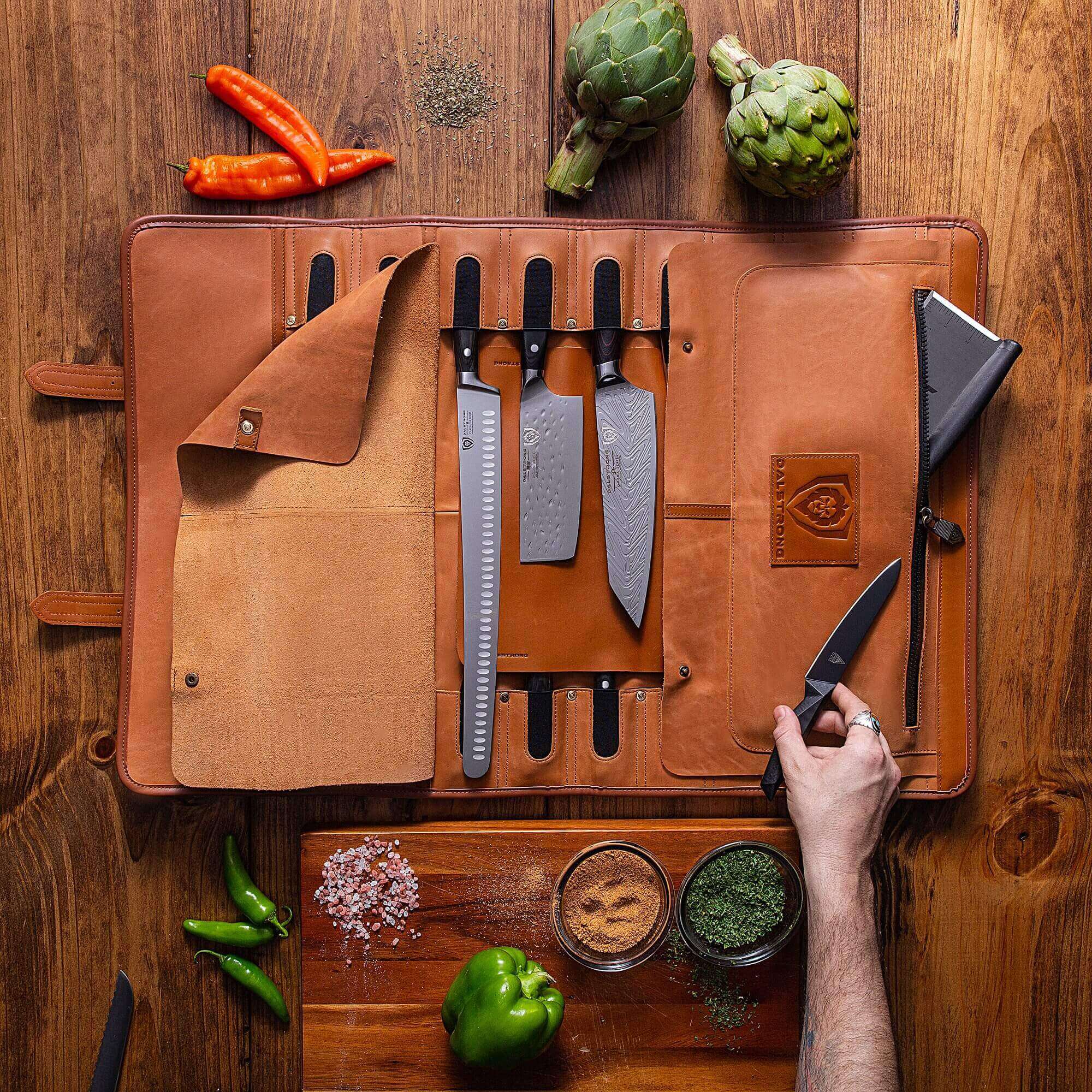 California Brown | Full Grain Leather | Vagabond Knife Roll | Dalstrong © - Image 11